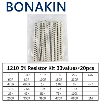 1210 SMD резистор комплект асорти комплект 1ohm-1M ома 5% 33valuesX 20pcs = 660pcs DIY комплект