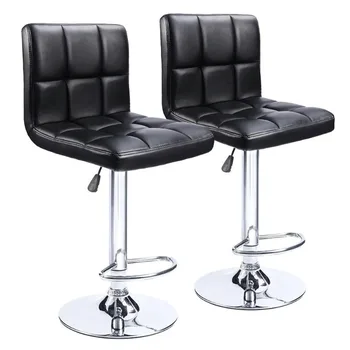 Lacoo Регулируеми безръки въртящи се бар столове с PU кожа (черно / бежово / сиво) по избор