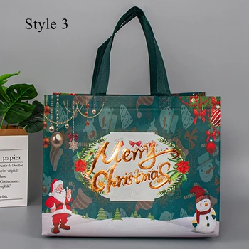 Коледна подаръчна чанта Дядо Коледа снежен човек лосове печат пазарска чанта бонбони подарък опаковка чанта Коледа парти декор Navidad Noel Нова година