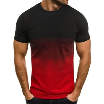 Мъжка 3D отпечатана ежедневна тениска, къс ръкав улична тенденция отгоре, голяма, лятна градиентна бързосъхнеща риза с кръгло деколте 2023