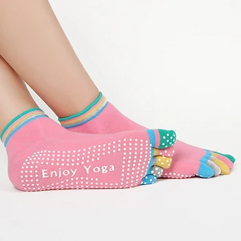 Blossomora Неплъзгащи се дамски танцови чорапи Памук Здравословен спорт Петпръсти чорапи Цветни жени Йога чорапи за жени Калцетини Mujer