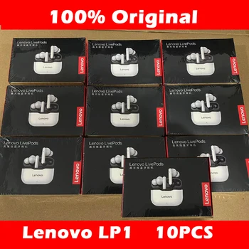 оригинален Lenovo LP1 10PCS слушалки безжични Bluetooth 5.0 слушалки водоустойчиви спортни слушалки за намаляване на шума слушалки с микрофон