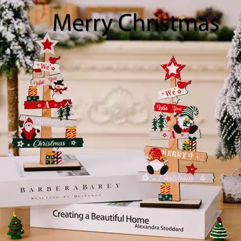 Desktop коледно дърво Дядо Коледа малък десктоп висулка декорация дървени коледни знаци плакет декорация Нова година подаръци