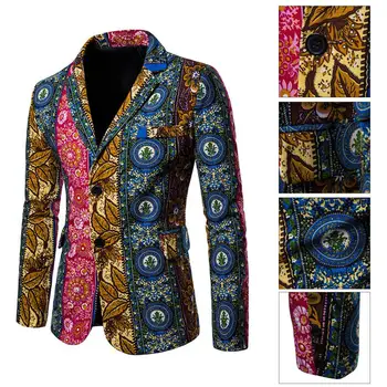 Популярен официален блейзър отпечатан дишащ костюм палто етнически стил ревера нетактичност