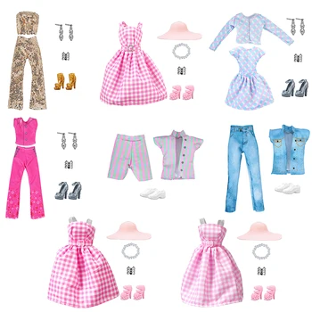 1set NEW 30cm 11-инчов кукла дрехи карирана рокля пайети топ панталони шарени облекло аксесоари момичета играчки подарък