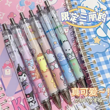Sanrio 12/24pcs гел писалка японски Hello Kitty Pochacco карикатура студент инструменти за писане Черно перо училище канцеларски подарък на едро