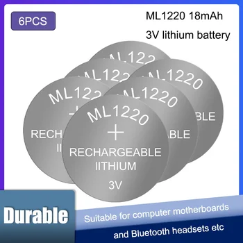 6PCS ML1220 3V бутон батерии клетка ML1220 литиева батерия часовник клетки ML 1220 заменя CR1220