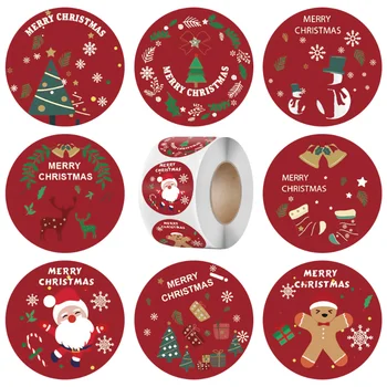 500pcs Коледни стикери Весела Коледа Decals Кръгли орнаменти Етикет Decals Коледа Holiday Decals Плик Seal Card Gift Box