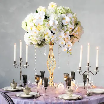 10 бр. 50/80см) Метални цвете подреждане щанд сватба цвете centerpieces стойка висок елегантен метал цвете ваза злато свещник