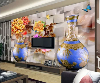 Персонализиране на всякакъв размер 3D тапет стенопис скандинавски стил божур цвете TVbackground стена стикери снимка снимка тапет papel de parede
