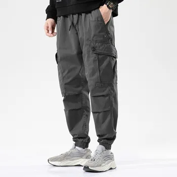 Elmsk Нови модерни дизайнерски клинове, японска модерна марка свободно прилепнали панталони за работно облекло, памучни прости и модерни гамаши f