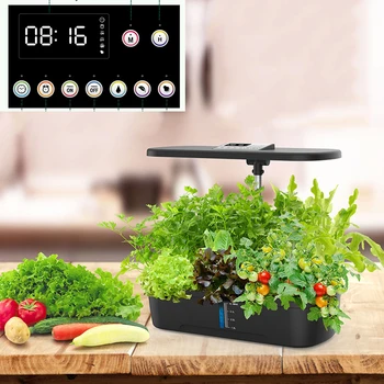 12 Комплекти дупки-хидропонна система Вътрешно безпочвено оборудване за отглеждане LED лампа за растеж на растенията Начало Зеленчукови плодове Сеялка