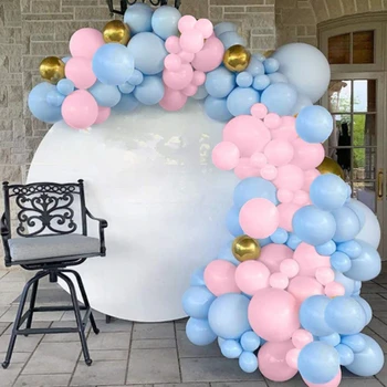 88Pcs злато метално фолио балон макарон розово синьо латекс балон венец арка комплект за рожден ден бебе душ парти декорация