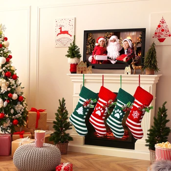 Коледни чорапи плетене снежинка писмо чорап Коледна украса за дома 2023 Коледа дърво украшение подарък Navidad Натал