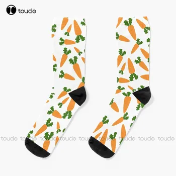 Сладък морков модел чорапи мъжки чорапи Коледа Нова година подарък потребителски подарък унисекс възрастни тийнейджър младежки чорапи 360 ° цифров печат чорап