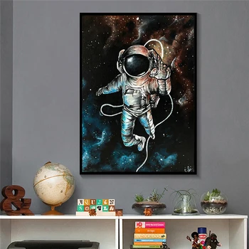 Абстрактен Астронавт Стенно изкуство Платно Живопис Карикатура Плакати и отпечатъци Картини за стена за хол Quadros Home Decor