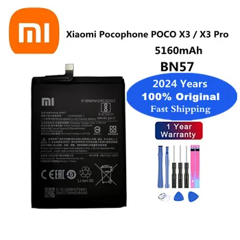 2024 години 5160mAh BN57 100% оригинална батерия за Xiaomi Pocophone Poco X3 / X3 Pro NFC висококачествена телефонна батерия + инструменти
