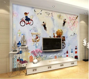 wellyu papel de pared корейски стил карикатура мечта фар телевизия диван ресторант фон стена behang тапети дома декор