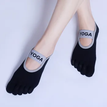 Дамски дишащи йога чорапи против хлъзгане пет пръста пилатес чорапи памук без гръб дами фитнес танци балет спортни чорапи чехли