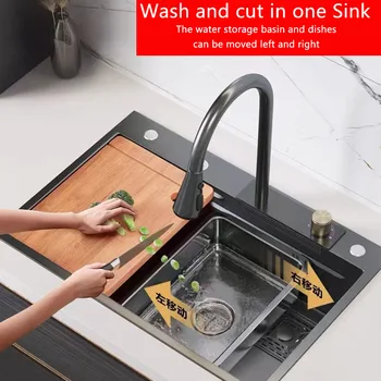 2022 Нов продукт Мивка за водопади Кухненска мивка от неръждаема стомана от неръждаема стомана 304 Кухненска мивка с кранче за издърпване