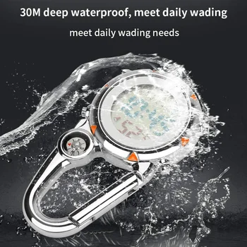 Клип на цифров часовник Carabiner Светещи спортни часовници Carabiner Watch за туристи Алпинизъм Открит Orange