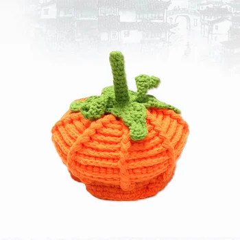 Хелоуин подаръци детска шапка тиква ръчно изработени плетене шапка есен зима за момче момиче (оранжево)