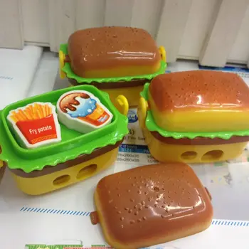 1Pc сладък хамбургер острилка с две гумички гумички студентски канцеларски материали