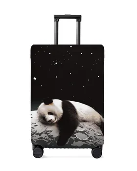 Moon Night Sky Star Panda Черен багаж за пътуване Защитно покритие за аксесоари за пътуване Куфар еластичен прах случай защита ръкав
