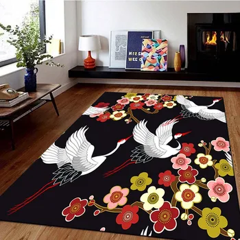 ГОЛЯМ РАЗМЕР Японски традиционен кимоно кран модел площ килим килим за хол спалня етаж мат против хлъзгане килим подарък