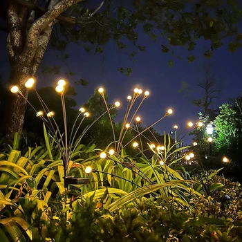 Solar Powered Firefly Light Външна градинска декорация Пейзажна лампа По-голям размер Слънчев панел Фойерверки Firefly String LED светлини