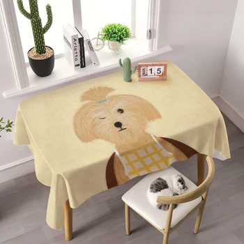Сладък смешно куче карикатура отпечатани покривка за маса Домакинска маса за хранене Водоустойчива и маслоустойчива чаена маса Мат TV прахоустойчива кърпа