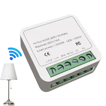 WiFi интелигентен димер превключвател Интелигентен мини релеен превключвател 16A превключвател за интелигентна домашна автоматизация Wi-Fi светлинен превключвател работи с