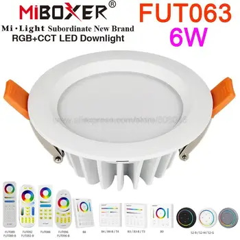MiBoxer FUT063 6W RGB + CCT LED таван прожектор водоустойчив reccessed светлина AC85-265V WiFi съвместим 2.4G 4-зонов безжично дистанционно