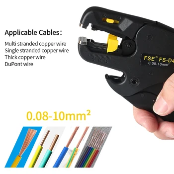 F50 1PCS Тел стриптизьорка инструмент стриптийз клещи Автоматично 0.08-10mm2 28-8AWG Кътър кабел ножици FS-D4 мултифункционален регулируем