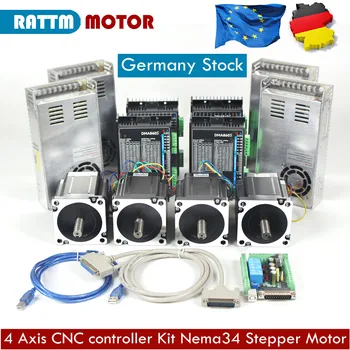 【EU】4 ос CNC Mach3 контролер комплект NEMA34 878oz-в стъпков мотор + DMA860S драйвер DC18-160V за CNC голям размер рутер фрезоване