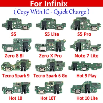 USB зарядна платка порт микрофон док конектор Flex кабел за infinix S5 Hot 9 Play 10 10T Lite Spark 9 6 Go Zero 8 8i X Pro