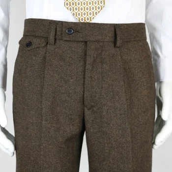 2023 Есен Зима Нов бизнес костюм Панталони Мъже Ежедневни Официални Slim Fit Класически офис вълнени прави панталони Мъжки панталони F211