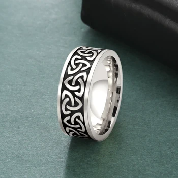 Vassago реколта ирландски келтски възел мъжки пръстен женски пръстен от неръждаема стомана двойка готини пръстени парти полза