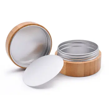 100Pcs 10g 30g 50g празен алуминиев вътрешен крем за многократна употреба буркан с бамбукова черупка Skingcare проба буркани пътуване козметични опаковки