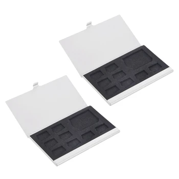 2X 9 Micro-SD/SD карта памет държач кутия протектор метал кутии 8 TF &1 SD