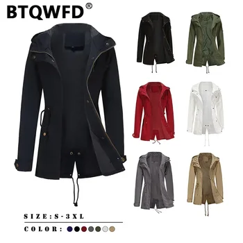 BTQWFD палта Дамски якета Зимен тренч Дамско облекло Моден цип Удобни дами 2023 Пролет Есен Нова ветровка