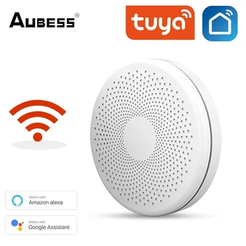 Aubess Tuya Smart WiFi Smoke & Carbon Monoxide Composite Home Fire Detector Smoke Alarm Sensor Работа с Smart Life APP
