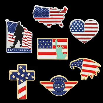 Национален флаг на САЩ Емайл щифтове САЩ Америка войник ветеран Статуята на свободата сувенирна значка брошка чанта дрехи ревера щифт