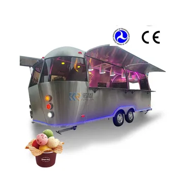 Търговска мобилна количка за храна от неръждаема стомана Количка за хот-дог за улична храна Американско стандартно ремарке за храна с DOT