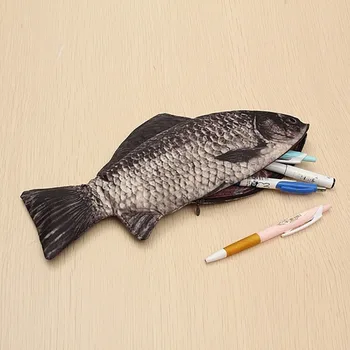 Pencil-Case грим-торбичка за съхранение-чанта симулация шаран реалистична риба форма с цип писалка кутия канцеларски материали