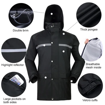 Rain Suit Jacket & Pants Suit Raincoat Unisex Outdoor Waterproof Anti-Storm Hooded Lightweight Breathable Rain Wear