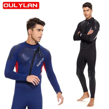Oulylan 3mm неопренов неопренов костюм за мъже Водолазен водолазен костюм с дълъг ръкав сърф бански Keep Warm Freediving Wet Suit