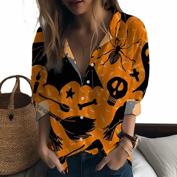 Хелоуин стил Дамски ризи Модна тенденция Дамски ризи 3D принтирани дамски ризи Нови летни дамски ризи