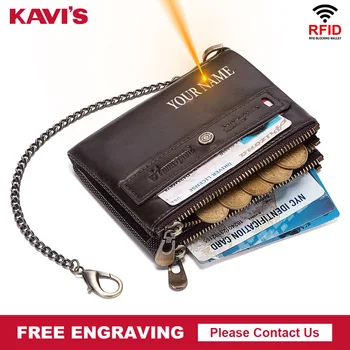 Anti-chain Мъжки портфейл Чанта от естествена кожа Бизнес пътуване Кратък портфейл за жени RFID блокиране Защитете притежателя на кредитна карта