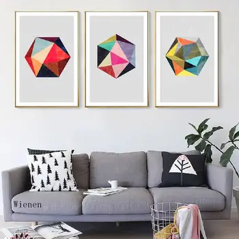 Цветен прост геометричен модел шевове модел платно живопис изкуство плакат печат без рамки стена снимка Декорация на дома